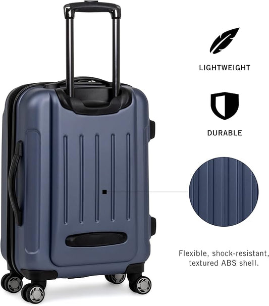 Kenneth Cole REACTION Renegade Luggage Expandable 8-Wheel Spinner Lightweight Hardside Suitcase, Smokey Purple, 24-Inch Checked