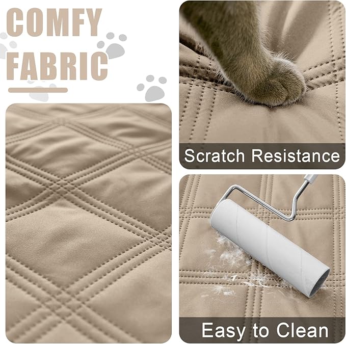 Smiry Waterproof Dog Bed Cover Blanket 82x82, Soft Reversible Pet Blanket, Washable Leakproof Cats Dogs Couch Cover for Sofa, Couch, Furniture, Lattice, Taupe/Beige