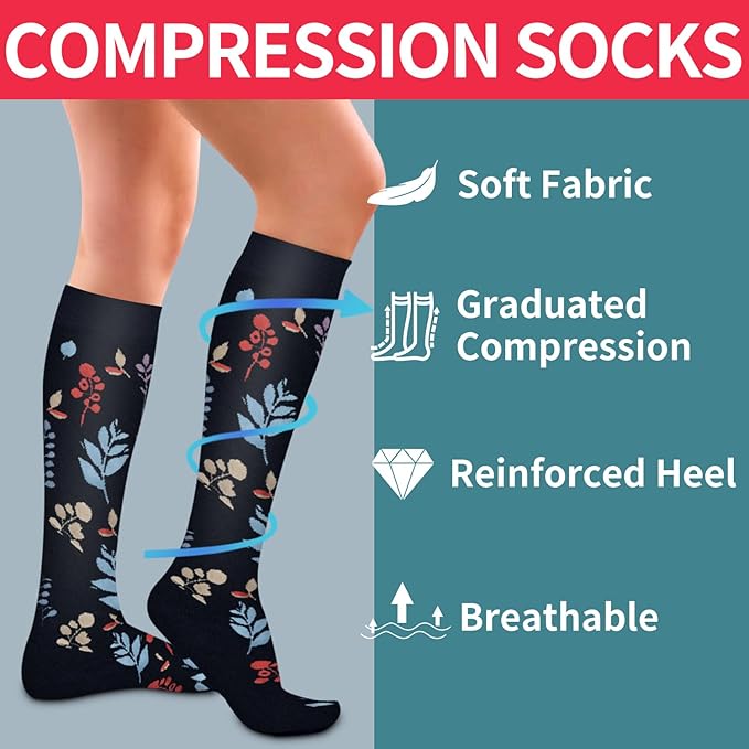 Laite Hebe 4 Pairs-Compression Socks for Women&Men Circulation-Best Support for Nurses,Running,Athletic