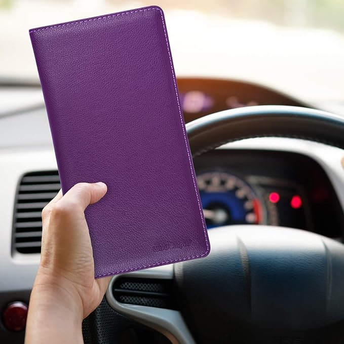 Wisdompro Car Document Holder Organiser, PU Leather Vehicle Insurance and Registration Holders Wallet Case for ID Card, Driving Licence, Key Contact Information Cards
