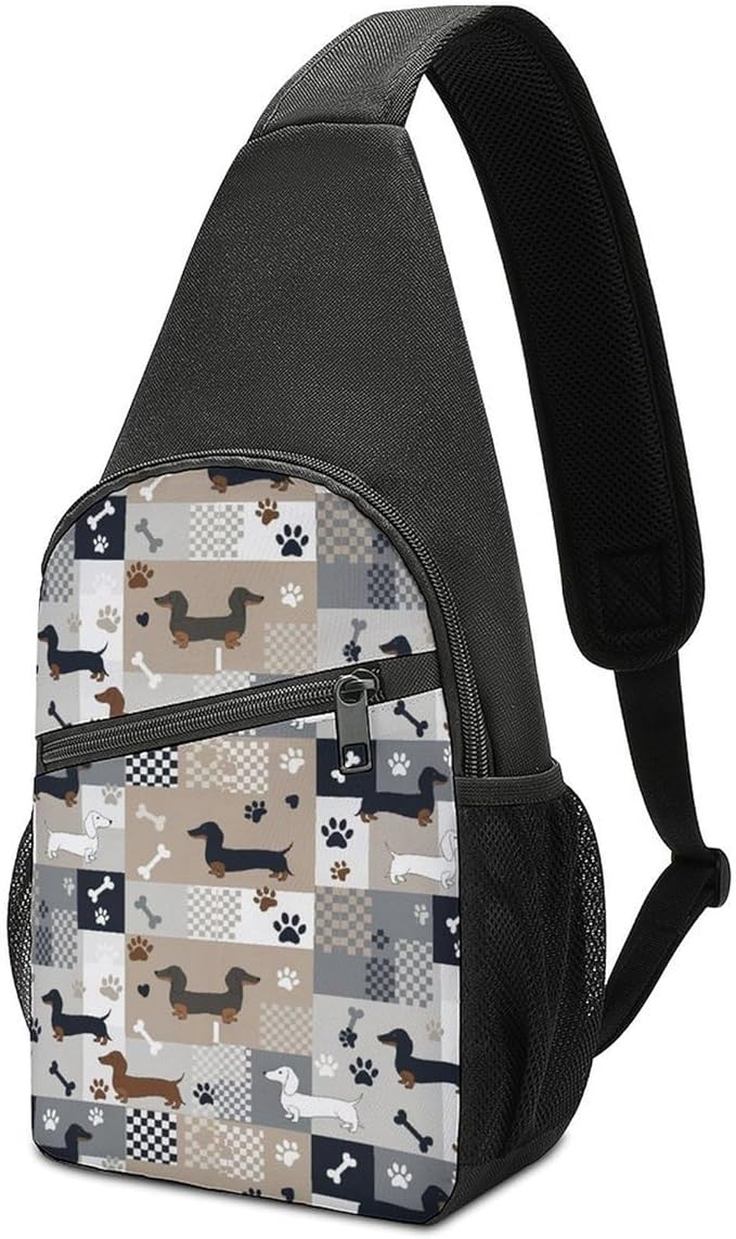 SWEET TANG Large Capacity Sling Chest Bag Backpack, Fashion Daypack Dachshund Wiener Dogs, Cross Body Funny Shoulder Sack with Adjutable Strap for Men Women Travel