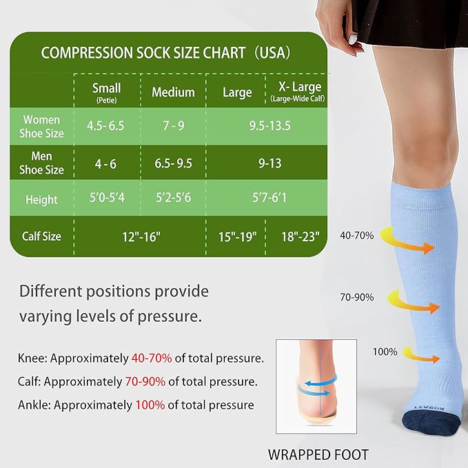 LEVSOX Viscose Made from Bamboo Compression Socks for Pregnant Women 20-30 mmHg Knee High Cute Mens Supports Socks for Travel