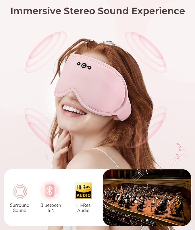 MUSICOZY Bamboo 3D Bluetooth Sleep Mask Headphones, Ultra-Soft Bamboo Fiber Wireless Sleep Headphones, Ultra-Thin Speakers, Double-Layer Detachable Eye Mask for Side Sleepers, Gifts for Men Women