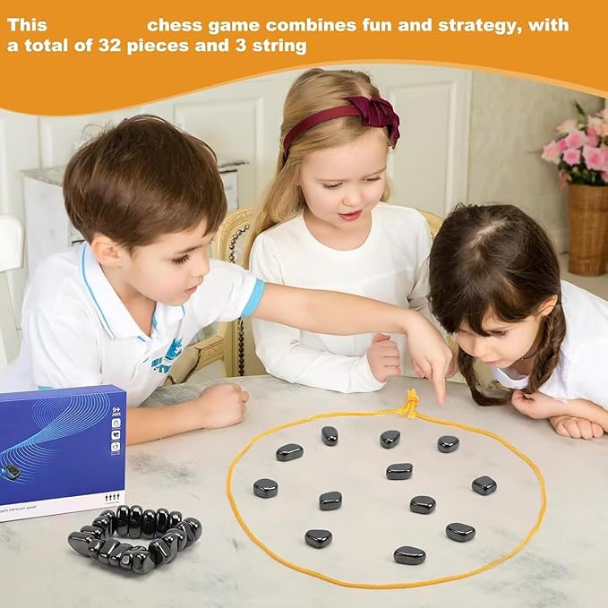 Chess Game,32 Stones, 3 String & Portable Storage Bag, Strategy Board Game for Family Night, Use for Kids Adults (Age 9+)
