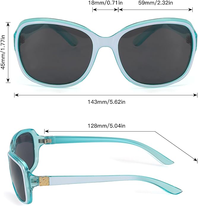SIPHEW Polarized Sunglasses for Women | Vintage Square Sunglasses w UV400 Protection | Womens Wraparound Shade