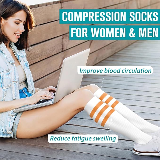 BLUEENJOY Copper Compression Socks for Women & Men (6 pairs) - Best Support for Nurses, Running, Hiking, Recovery