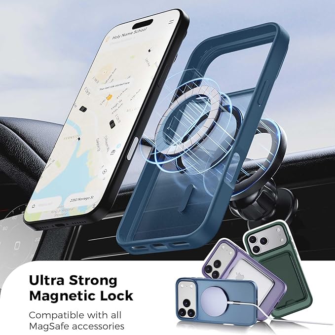 Ntwinro Magnetic for iPhone 17 Pro Max Case (Compatible with MagSafe) with Detachable Wallet & Card Holder for 3 Cards [RFID Blocking] Military Grade Protective Slim Phone Cover, Deep Blue