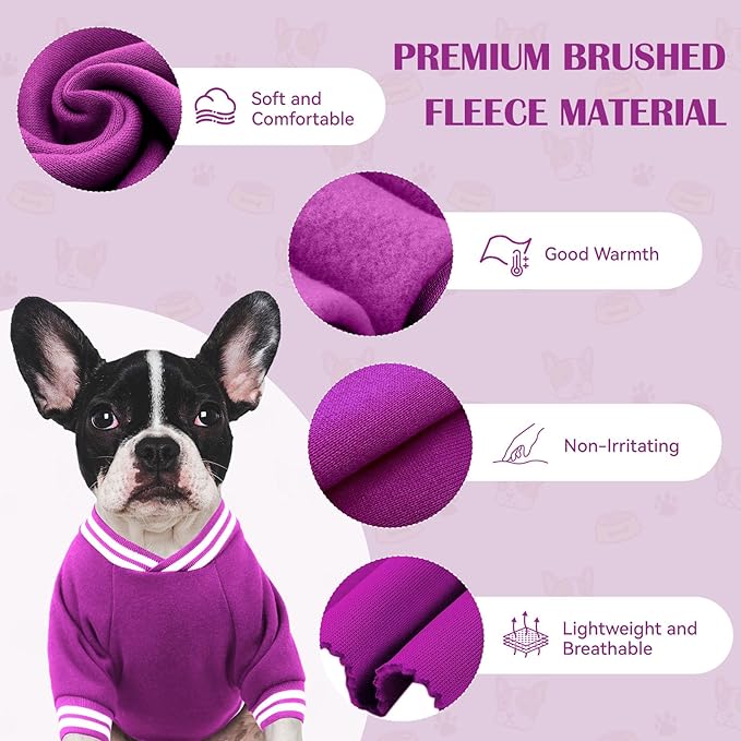 Dog Sweaters for Large Dogs, Brushed Fleece Dog Sweater Baseball Jacket Large Pet Sweater Clothes Soft Warm Boy Girl Pet(Purple-XL)