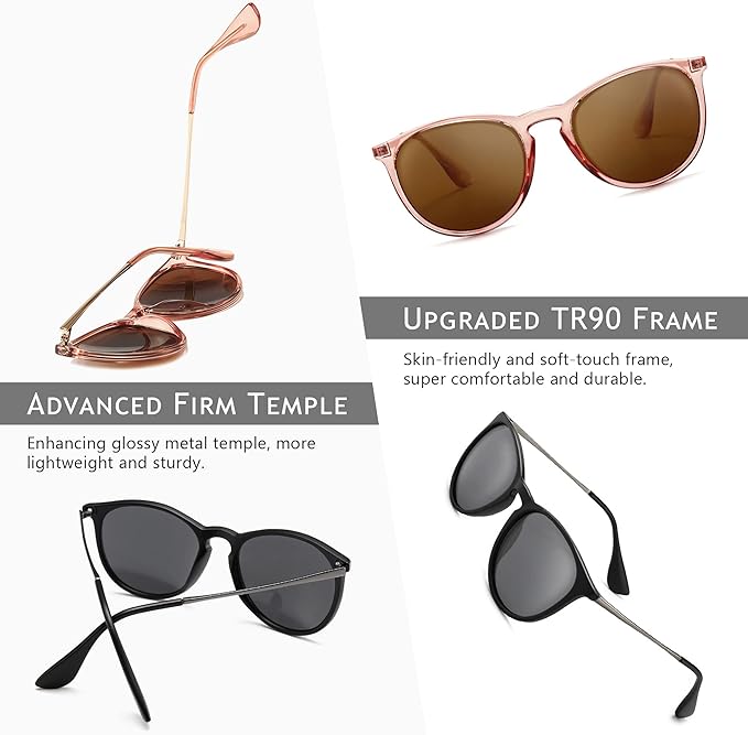 SUNGAIT Premium Vintage Round Sunglasses for Women Men Classic Retro Trendy Style