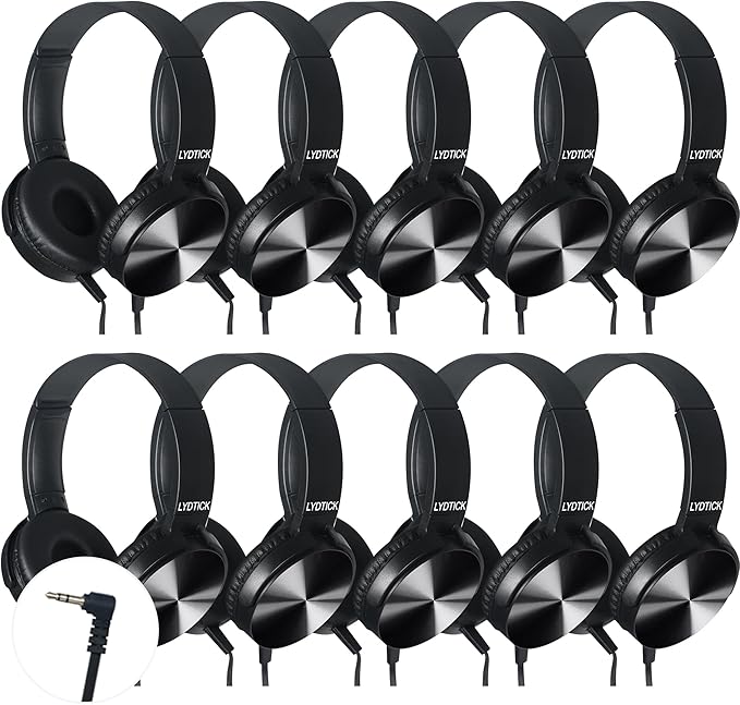 10 Pack Kids Headphones Bulk for School Classroom, Over-Ear Headphones Wired School Supplies for Kids Students Teachers, 3.5mm Jack(Black)