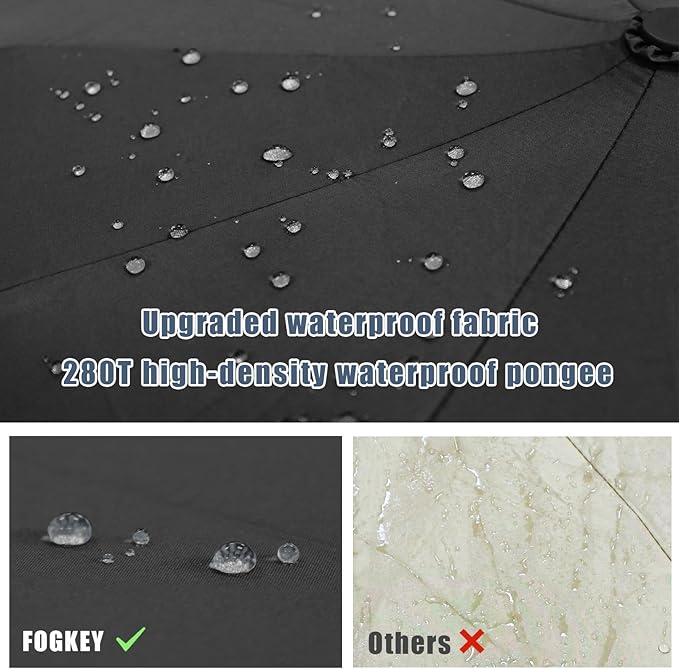 Large Windproof Travel Umbrella, Portable Reverse Folding Car Umbrella, Compact Inverted Design with Waterproof Canopy, Automatic, 10 Durable Ribs, 45.6/13 Inch, Fits Backpack