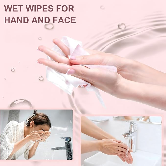 Individual Hand Wipes,Wet Wipes Individually Wrapped Bulk Cleansing Travel Size Wet Wipes for Wedding Travel Restaurant Barbecue(peach,pack of 50)