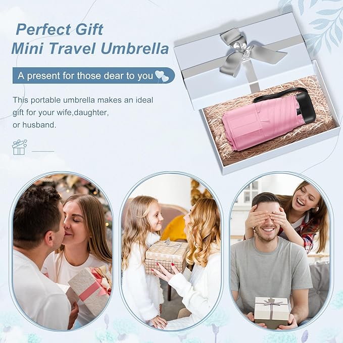 Mini Umbrella for Travel - Waterproof Portable Folding Umbrella Flat Compact Lightweight Small Umbrellas for Pocket Purse
