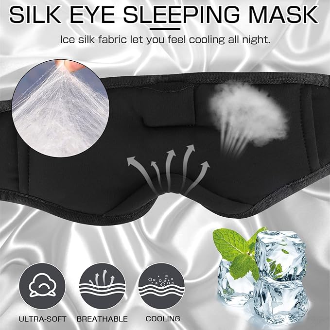 Sleep Headphones Sleep Mask with Bluetooth Headphones, LC-dolida Eye Mask for Sleeping Eye Pillow Sleeping Headphones for Side Sleepers Thin Speaker Cool Gadgets Gifts for Men&Women