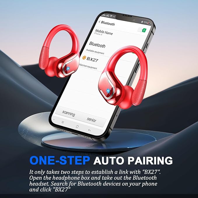 Wireless Earbuds Sport, Bluetooth 5.4 Headphones 2026 Bluetooth Earbuds with 75Hrs Stereo, 4 ENC Mic, Over-Ear Buds with Earhooks Noise Canceling Earphones , IP7 Waterproof Headset for Workout/Running