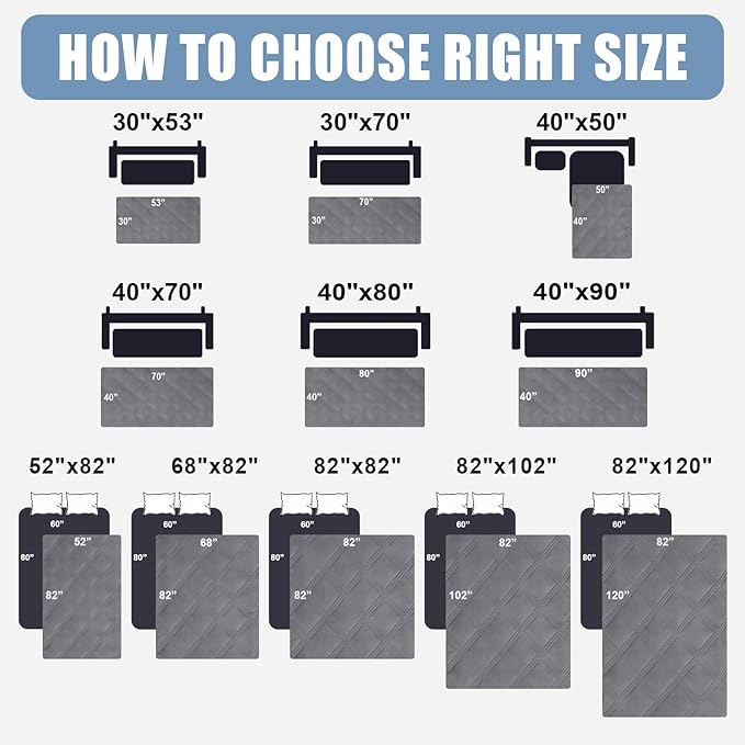 Smiry Waterproof Dog Bed Cover Blanket 40x80, Soft Reversible Pet Blanket, Washable Leakproof Cats Dogs Couch Cover for Sofa, Couch, Furniture, Lattice, Grey/Grey