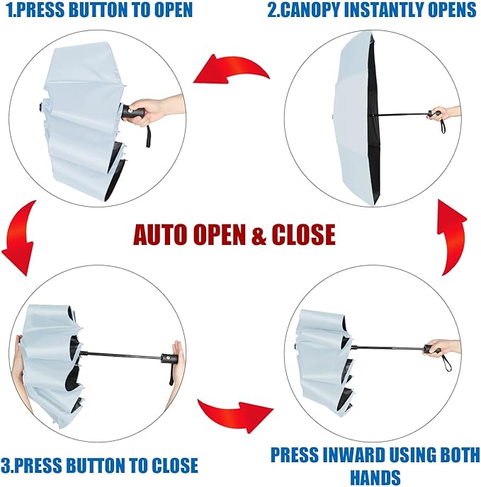 Jexine 6 Pcs Travel Compact Umbrella Automatic Open Close Windproof Small Light Backpack Purse Car Portable Collapsible Umbrella for Rain, Men Women
