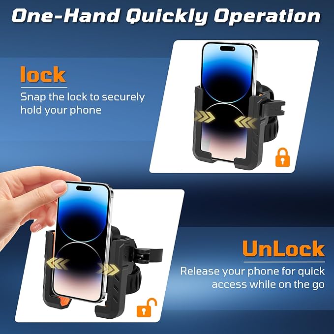 Golf Push Cart Phone Holder with Security Double Lock, Hands-Free 360° Rotatable Phone Mount Compatible with Clicgear, Sun Mountain, Caddy, Bag Boy,Golf Push Cart Accessories for Cell Phones