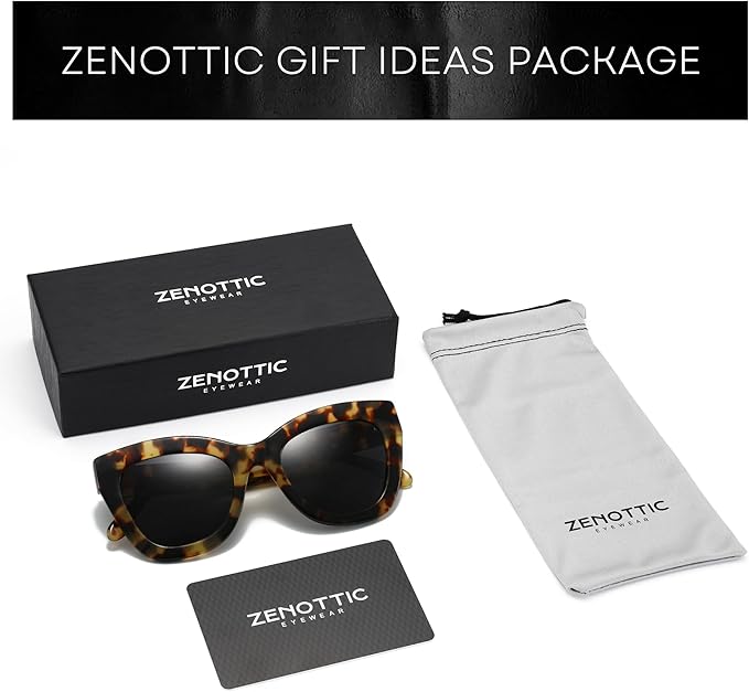 ZENOTTIC Retro Polarized Sunglasses Women - Oversized Cat Eye Trendy Glasses UV Protection - for Beach,Hiking,Party ZS6243
