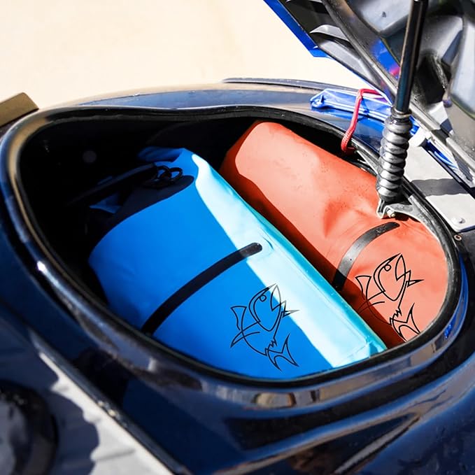 Floating Dry Bags - Pack of 2 Lightweight Dry Sack Backpack 15L Blue, 10L Orange - Easy Carry Waterproof Bags for Camping, Boating, Kayaking, Fishing