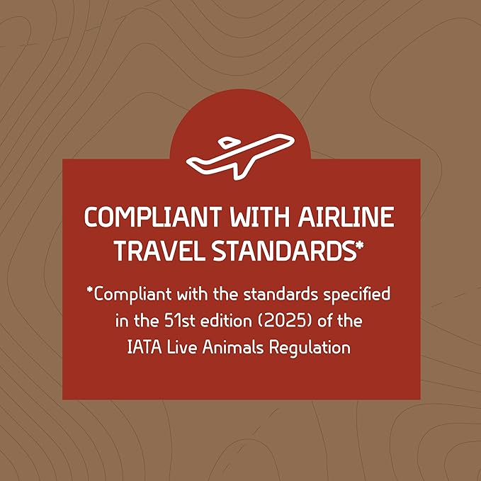 SportPet Airline Approved Wire Door Travel Dog Crate, Durable Plastic Pet Travel Kennel with Removable Wheels,Collapsible, Food Bowls & Accessories, Fits Dogs up to 29" L & 20" H - Large - Gray/Black