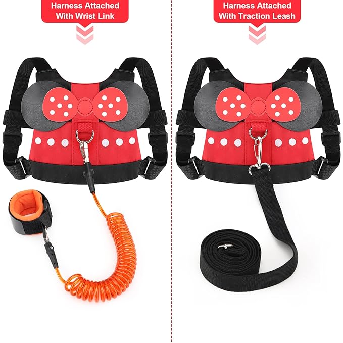 Accmor Toddler Leash Harness, Child Harness Baby Leash + Anti-Lost Wrist Link, Cute Kids Harness with Walking Strap Tether Belt for 1-5 Years Boys and Girls to Zoo or Mall
