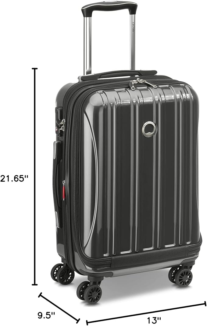 DELSEY PARIS Helium Aero Hardside Expandable Luggage with Spinner Wheels, Brushed Charcoal, Carry-On 19 Inch