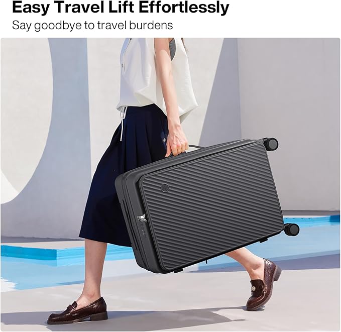 mixi 20 Inch Expandable Carry On Luggage PC Hard Shell Suitcase Top Opening Rolling Travel Suitcases with Spinner Wheels & TSA Lock, Rock Gray