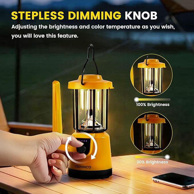 Lanterns for Power Outages, LED Lantern Flashlight, 2000LM Rechargeable Camping Light, 4200mAh Battery, 4 Modes, 2625ft Beam, 8Hr Runtime, IP43 Waterproof for Home, Hiking, Fishing, Outdoor