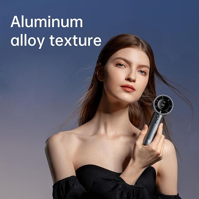 JISULIFE Portable Fan Pro1S 2025, 40Hrs Max Cooling Personal Handheld Fan with LED Display,Metal Shell,9700RPM Powerful,5000mAh battery,Travel Essentials Gifts for Women, Men-Dark Gray