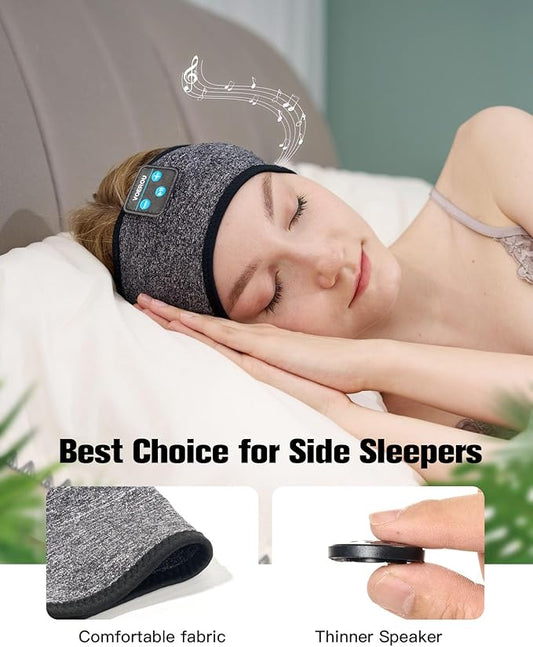 Voerou Sleep Headphones Bluetooth Headband for Women Men, Wireless Sleeping Headphones for Side Sleepers with Ultra-thin Stereo Speakers, Unique Gift for Men Sleeping Yoga Meditation Travel Office Nap
