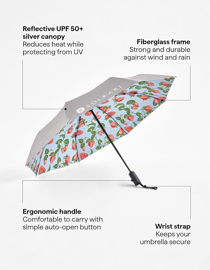 Solbari Compact Sun Protective Umbrella UPF 50+ UV Protection, Ultra-Light & Travel-Friendly, Reflective Sun Protection for Beach, Picnics, & Outdoor Festivals