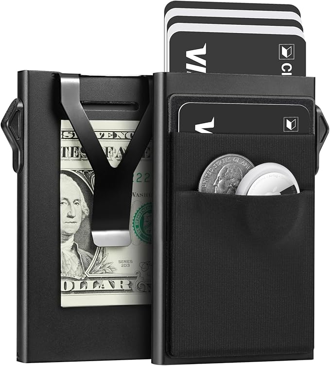 YESIIW Credit Card Holder Wallet for Men RFID Blocking Slim Minimalist Metal Wallet with Money Pocket Contactless Card Protector