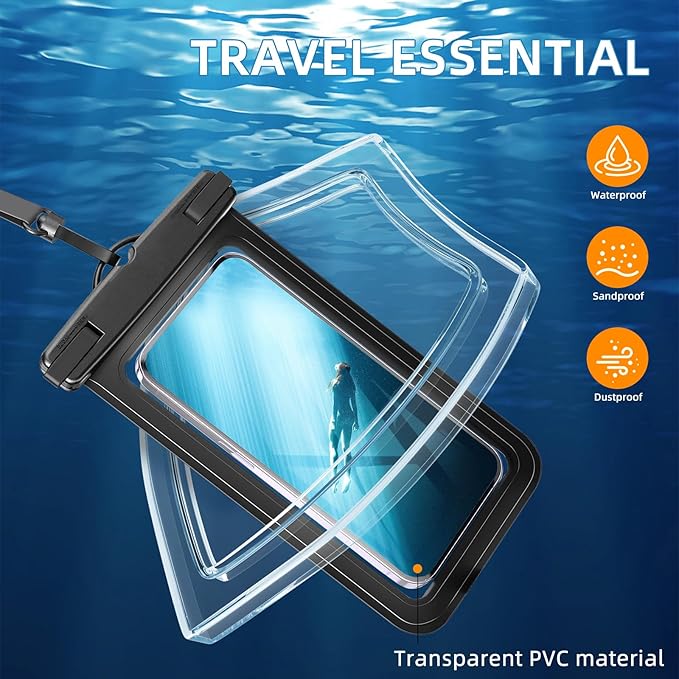 Waterproof Phone Pouch[2Pack], Universal Waterproof Dry Bag case up to 7.2" Beach Bag for Travel,Kayaking,Swimming, Boating, Surfing,Cruise Ship Essentials