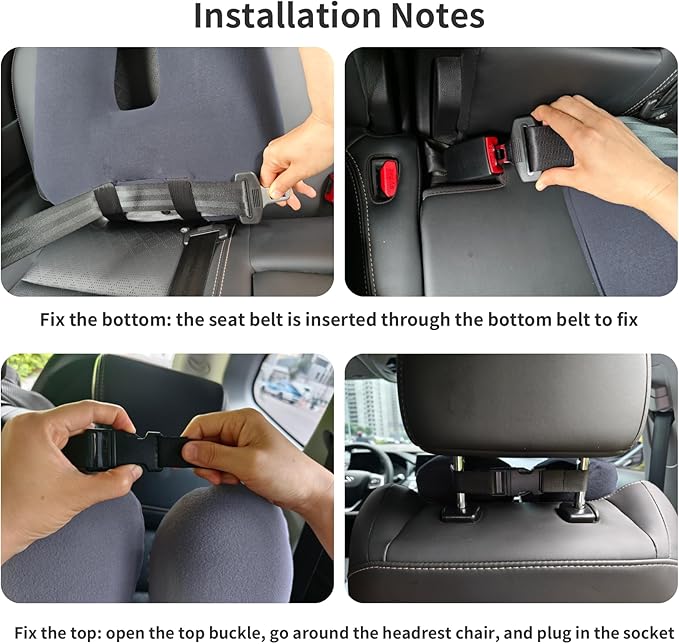 Travel Pillow, Travel Pillow for Adults and Children, Road Trip Sleeping Pillow, Provides Head and Body Support for Adults and Children in The Back Seat of Long Car Trips, Gray