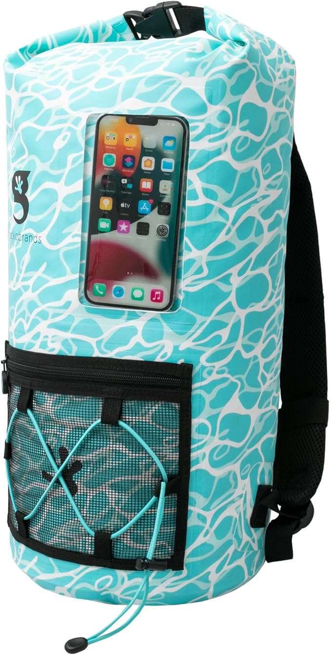 geckobrands Hydroner 20L Waterproof Dry Bag Backpack – Lightweight Roll-Top Bag with Clear Phone Pouch for Outdoor Activities