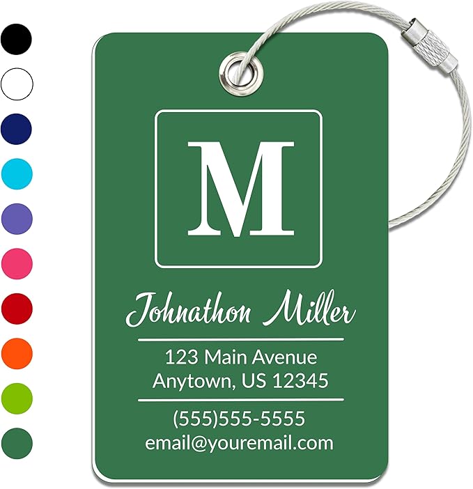 Personalized Luggage Tag | Custom Luggage Tags for Suitcases | Kids Backpack Tag | 10 Color Options & Choose Font, Font Color
