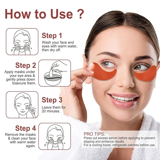 LAVONE Eye Mask - 30 Pairs Caffeine Under Eye Patches Skin Care Products, Eye Masks Skincare for Dark Circles and Puffiness, Reduce Wrinkles, Eye Bags and Fine Lines, for Women and Man