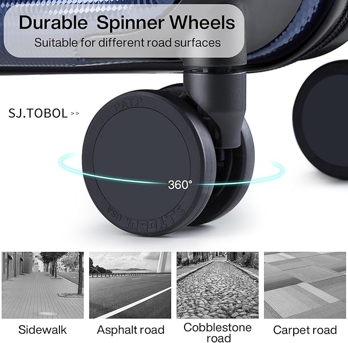 Hanke Luggage Sets 2 piece Carry On Luggage with Wheels PC Hard Shell Suitcases Lightweight Checked Travel Luggage Large Travel Suitcase Woman Men 20/29 Inch(Dark Blue)