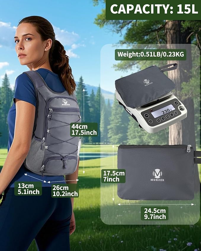 15L Lightweight Packable Hiking Backpack Water Resistant Foldable Daypack for Hiking Travel Cycling Outdoor Sports