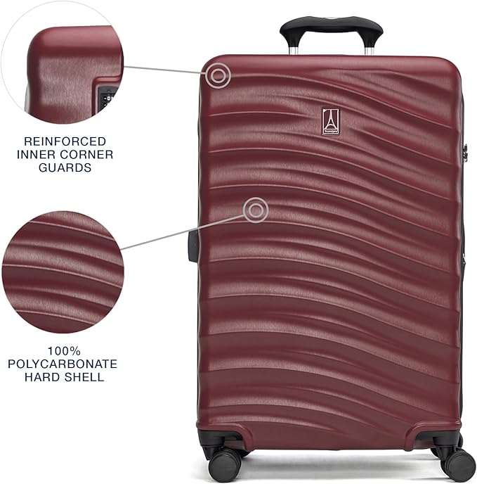 Travelpro Maxlite Air V2 Hardside Expandable Luggage, 8 Spinner Wheels, Lightweight Hard Shell, TSA lock, Cabernet, 3-Piece Set (21/25/28)