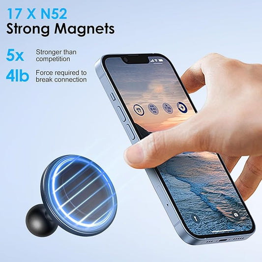 EEEKit Aluminum Alloy Magnetic Phone Holder Compatible with Ram Mount, 1" Ball Head Metal Mount Base for Double Socket Arm