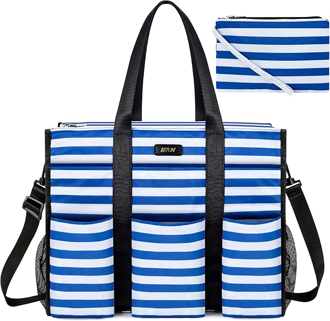 IBFUN Utility Tote Bag with 14/24 Pockets Zip Top Teacher Tote Bag for Teacher/Work Women