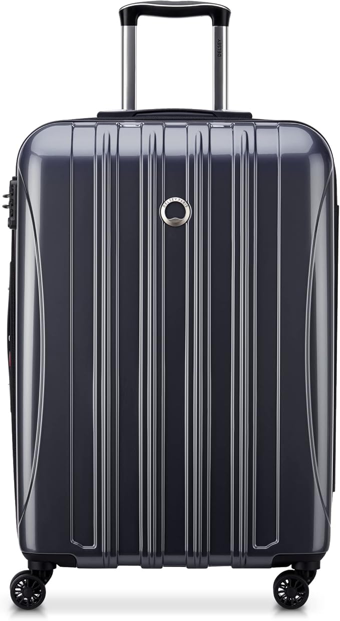 DELSEY PARIS Helium Aero Hardside Expandable Luggage with Spinner Wheels, Titanium, Checked-Medium 24 Inch