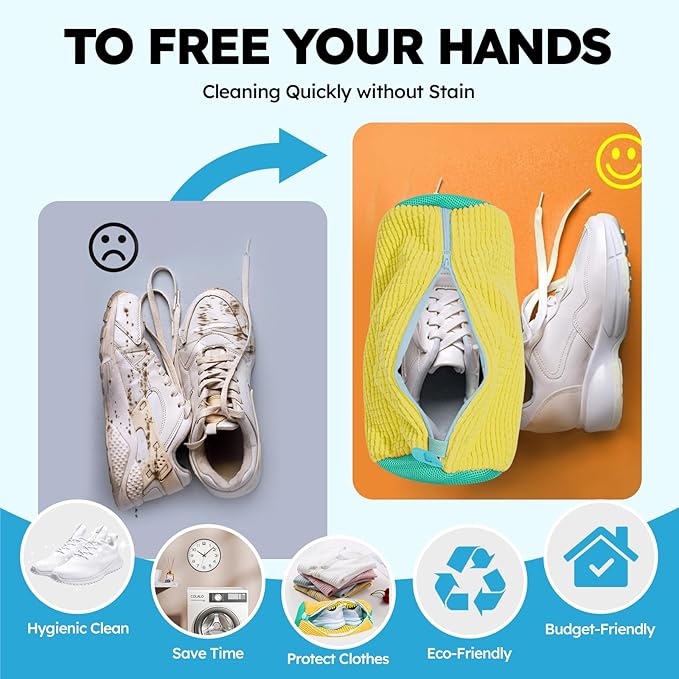 Shoe Washing Machine Bag: Shoe Bag for Washing Machine - Reusable Shoe Cleaning Bag for Sneaker Tennis Shoes Unstain Cleaner Kit