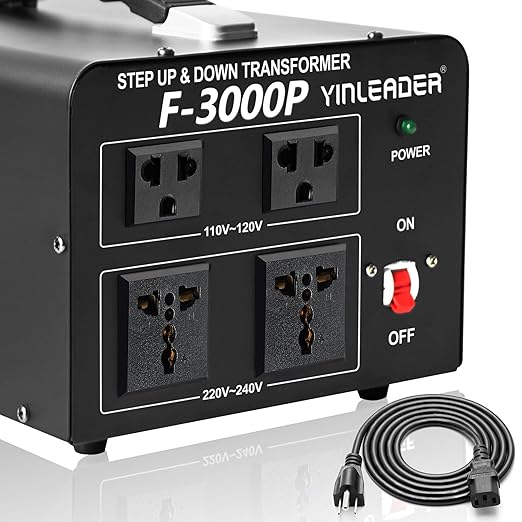 Yinleader 3000 Watt Voltage Converter Transformer Step Up 110V to 220V or Step Down 220V to 110V Power Converter Adapter for use in The United States for European and Asian Household appliances