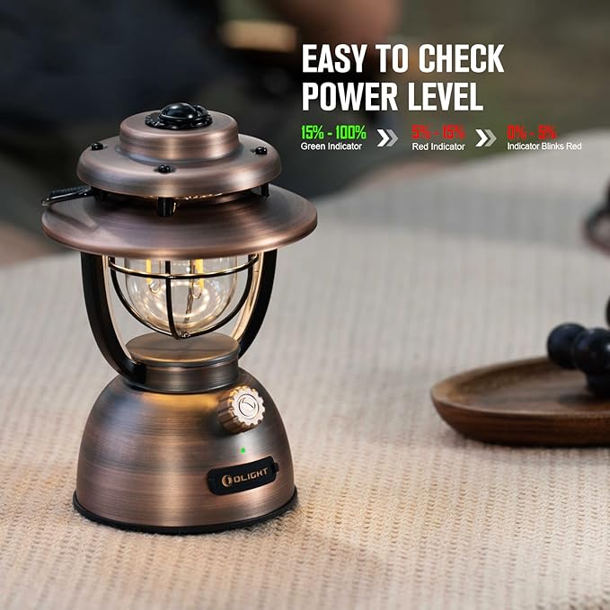 OLIGHT Olantern Classic 2 Pro Camping Lantern, 300 Lumens LED Rechargeable Lamp Flashlight with Dual Light Sources for Hurricane, Emergency, Hiking, Power Outages, Home Decor (Vintage Copper)