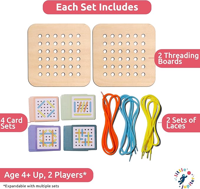 Race to Lace - Perfect Home or Travel Game for Kids and Adults - Ideal for 8-12 Years Old - Solo or 2+ Players for for 4+ Years & Up for Car, Airplanes, Road Trips - Family & Kids