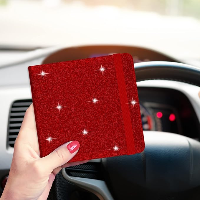 Wisdompro Small Car Registration and Insurance Documents Holder - Premium PU Leather Vehicle Glove Box Paperwork Wallet Case Organizer for ID, Driver's License, Key Contact Information Cards