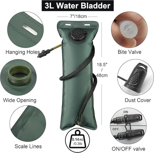 Outplea Tactical Rave Hydration Backpack with 3L Water Bladder for Men, Small Water Backpack for Hiking
